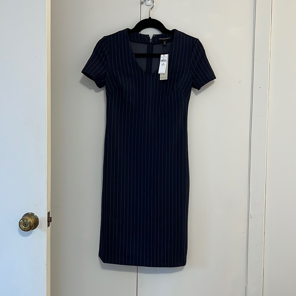 NWT Banana Republic Pinstripe Navy Dress